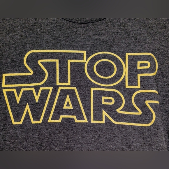 TEEPUBLIC Other - Gray Mens Shirt with Yellow Print STOP WARS Size Medium